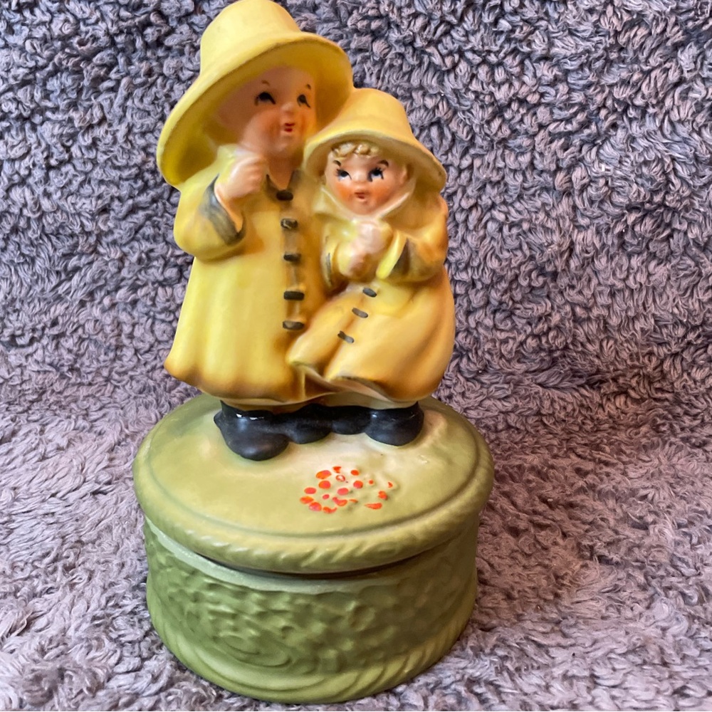 Yellow Slicker Raincoat Children Music-Box “Raindrops Keep Falling On My…